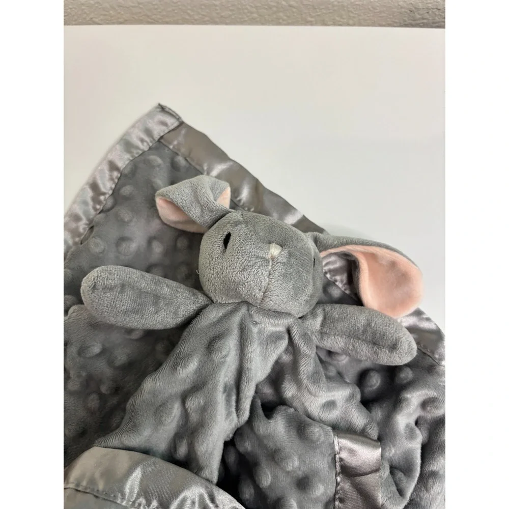 Minky Dot Bunny Lovey Security Blanket Rabbit Baby Grey Pink Soft Pro Goleem
